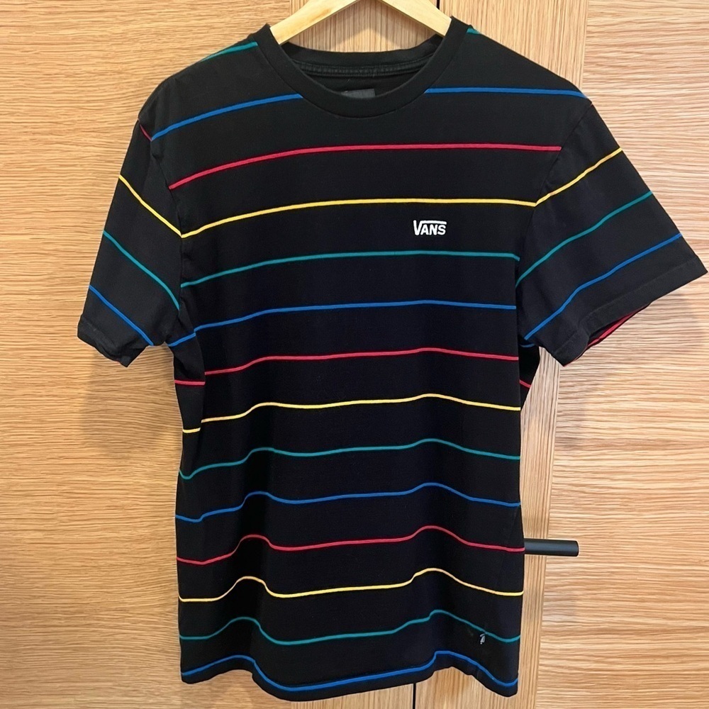 VANS | Vintage T-shirt | Black Prinary Colors stripes | men’s Large